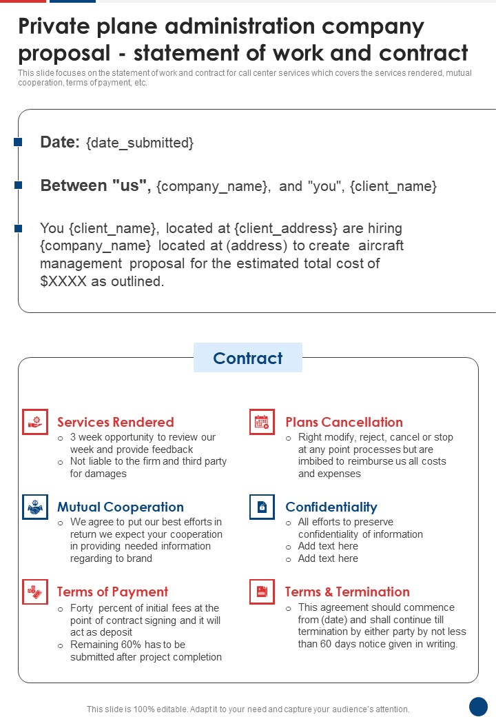 Private_Plane_Administration_Company_Statement_Of_Work_And_Contract_One_Pager_Sample_Example_Document_Slide_1.jpg