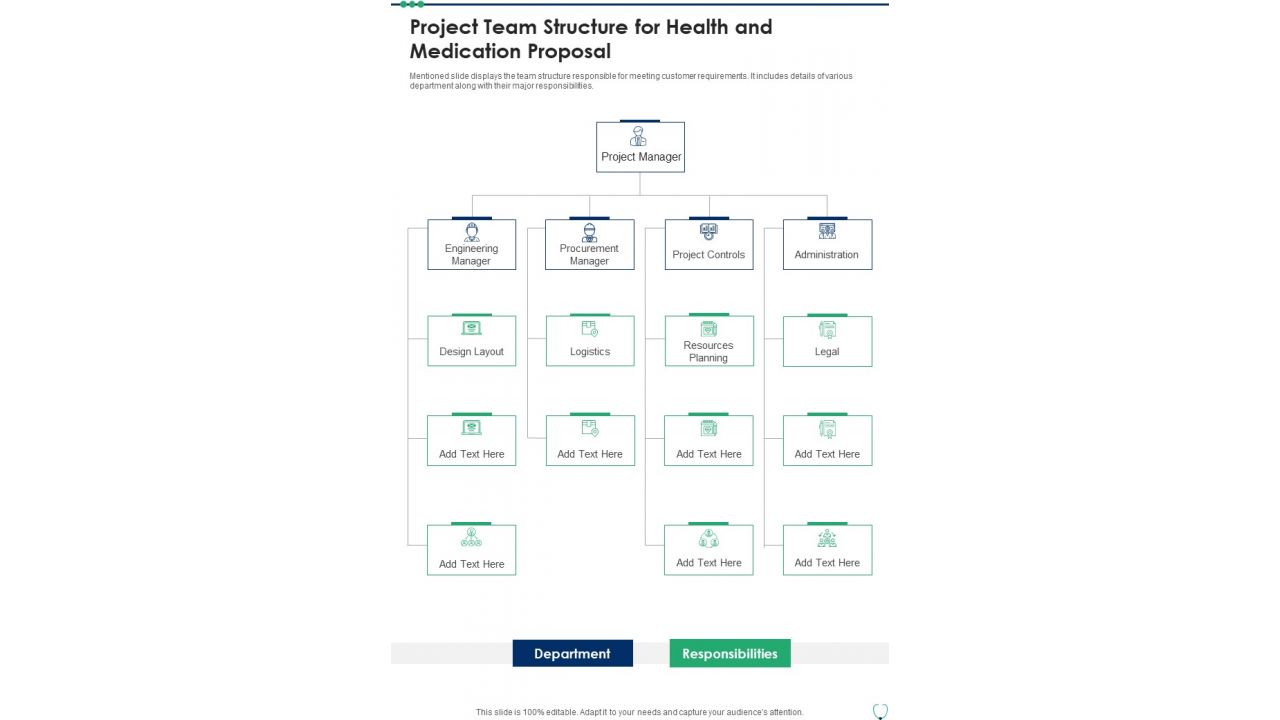 Project Team Structure For Health And Medication Proposal One Pager Sample Example Document