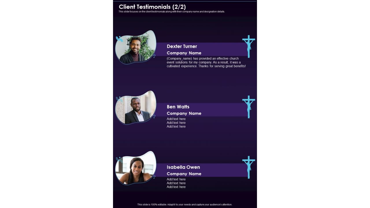 Public Christian Service Proposal Client Testimonials One Pager Sample Example Document