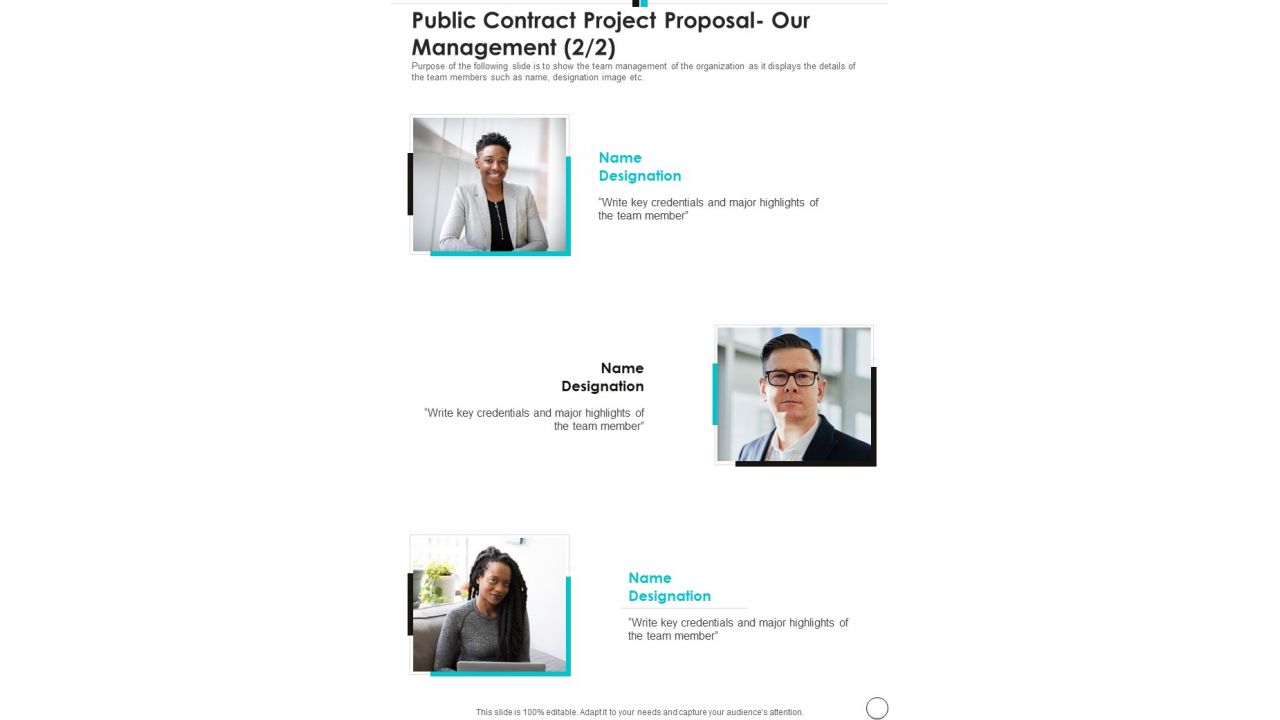 Public Contract Project Proposal Our Management One Pager Sample Example Document