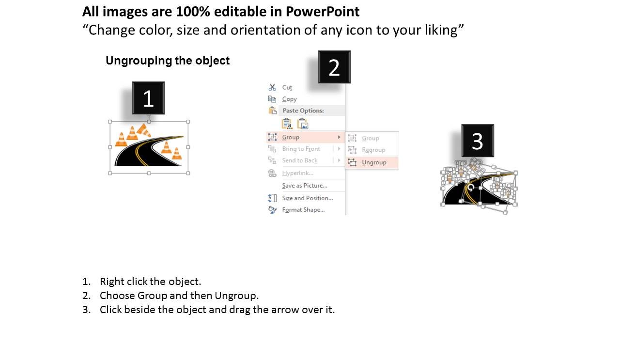 Traffic Cones Around Road Powerpoint Templates